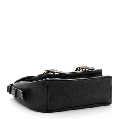 Prada Vitello Daino Double Buckle Messenger Bag Black 4 of 10