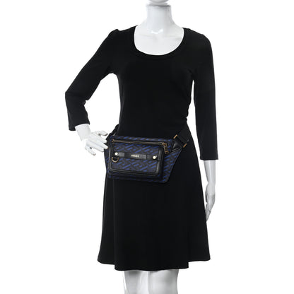 Versace Coated Canvas La Greca Signature Bum Bag Black Blue 2 of 10