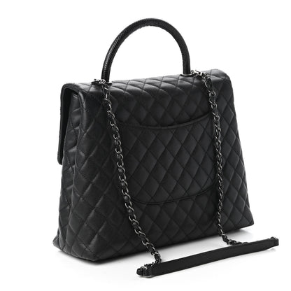 Chanel Caviar Lizard Quilted Large Coco Handle Flap Black 3 of 10