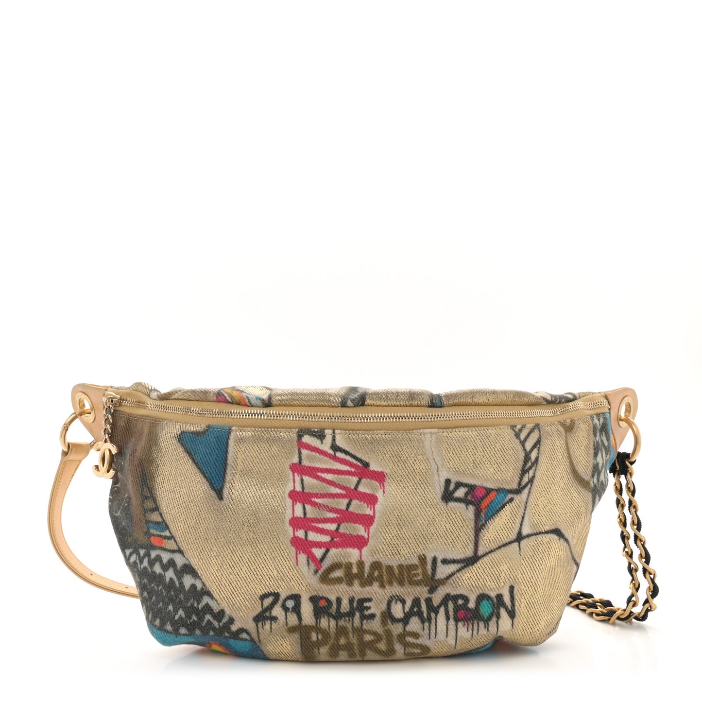 Graffiti Printed Canvas Street Spirit Waist Belt Bag Multicolor