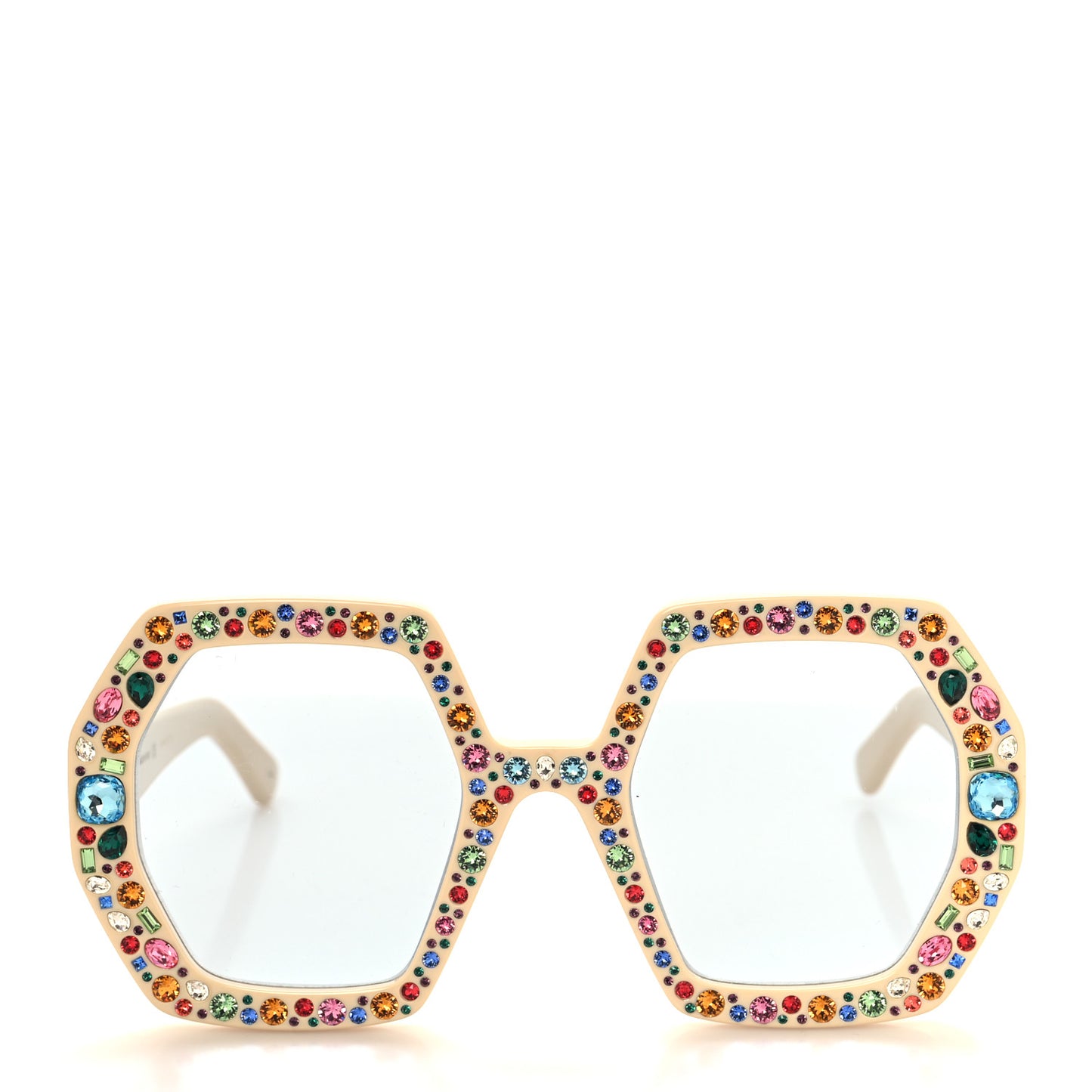 Acetate Square Crystal Sunglasses GG0772S White