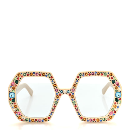 Gucci Acetate Square Crystal Sunglasses GG0772S White 2 of 7