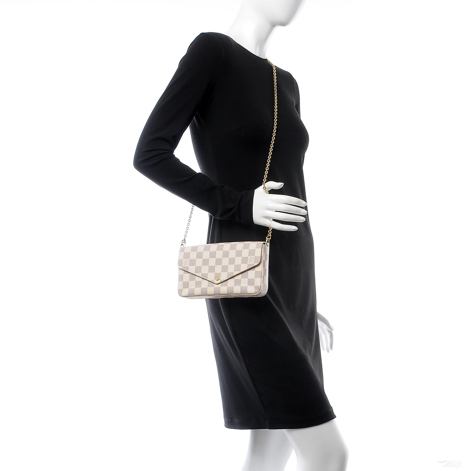 Louis Vuitton Damier Azur Pochette Felicie Chain Wallet Rose Ballerine 2 of 7