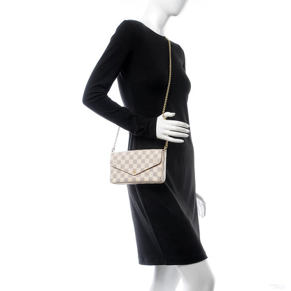 Louis Vuitton Damier Azur Pochette Felicie Chain Wallet Rose Ballerine 2 of 7