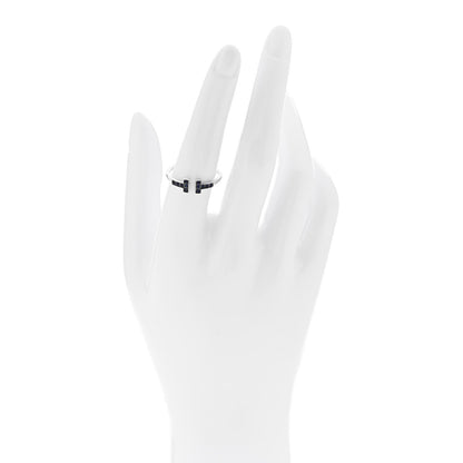 Tiffany 18K White Gold Blue Sapphire T Wire Ring 55 7.25 2 of 4