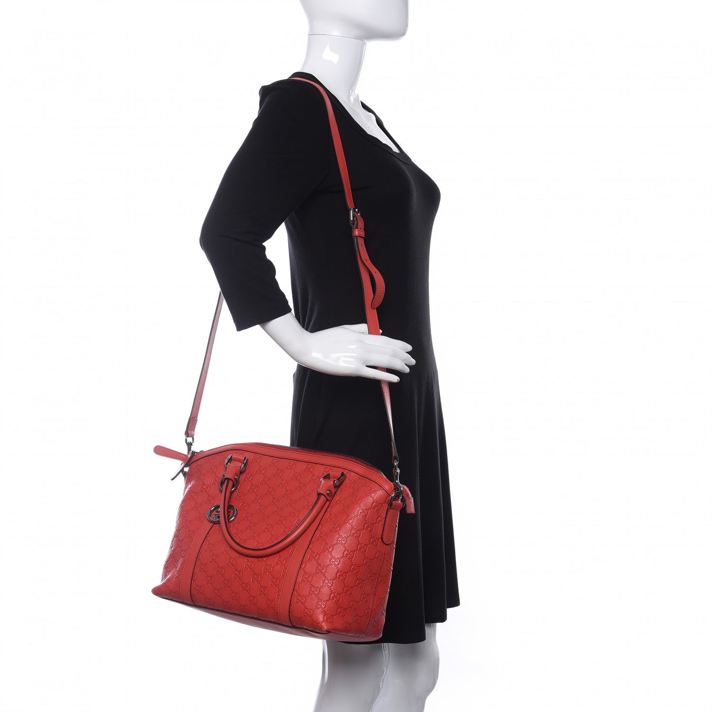 Guccissima Medium GG Charm Dome Satchel Red