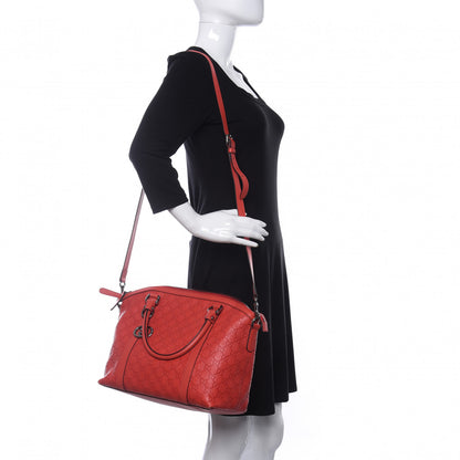 Gucci Guccissima Medium GG Charm Dome Satchel Red 2 of 9