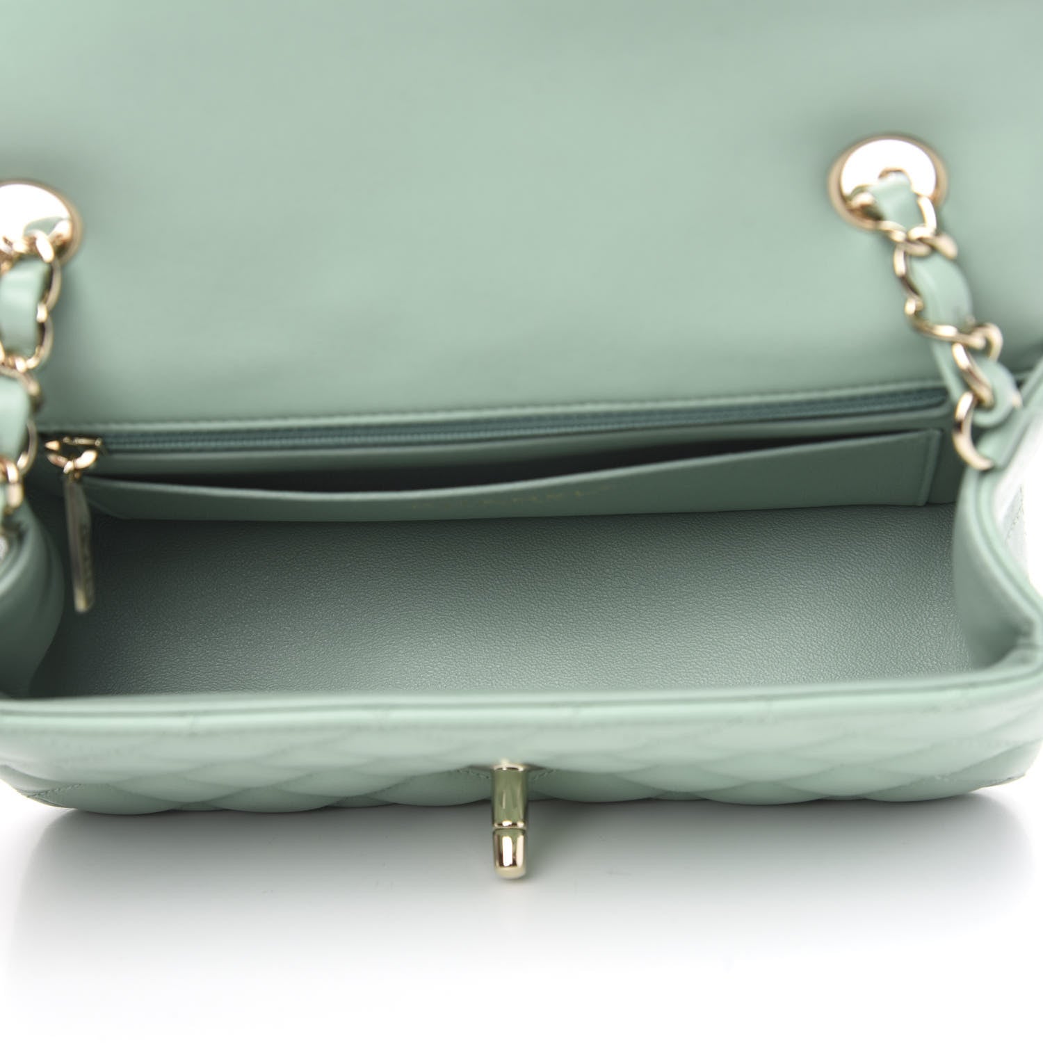 Chanel Lambskin Quilted Mini Rectangular Flap Light Green 5 of 10