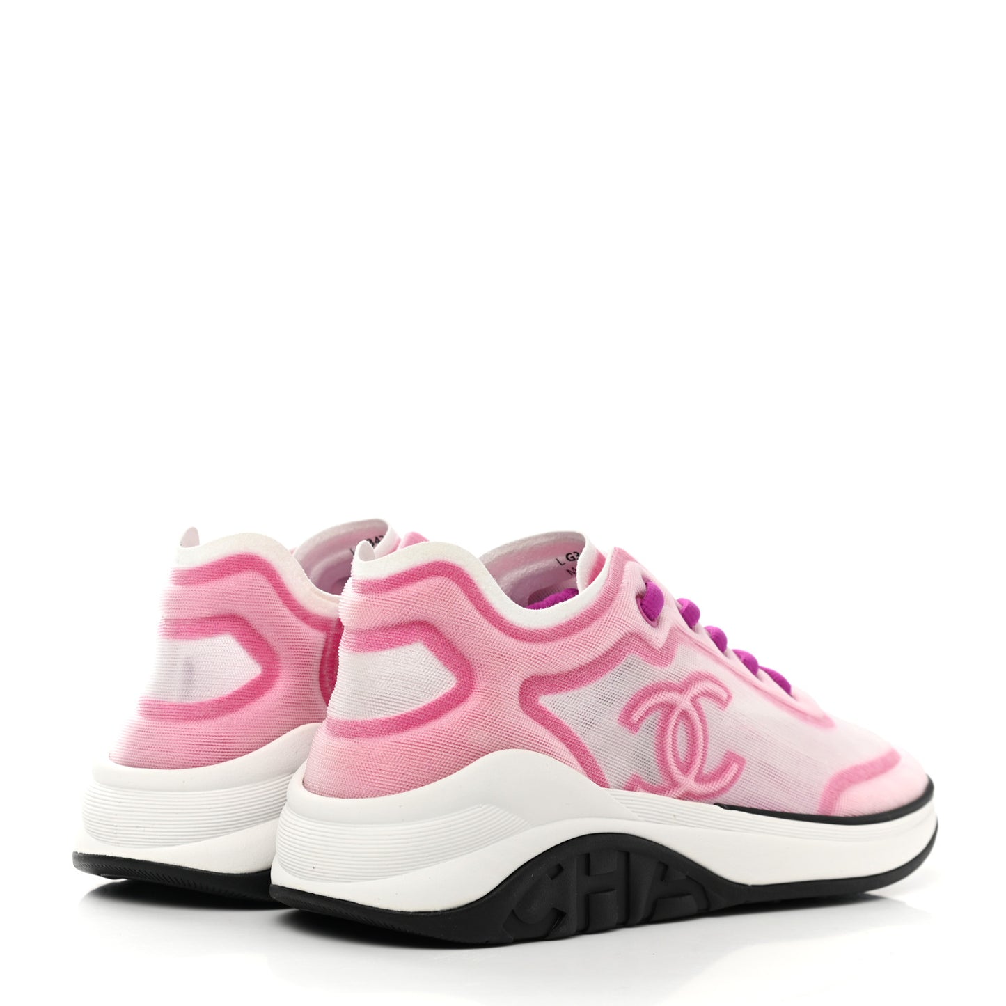 Calfskin Mesh Lycra Womens Logo Sneakers 36 White Pink