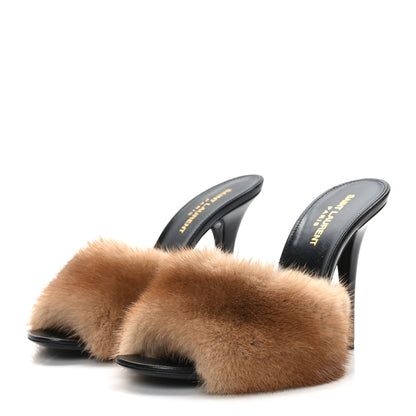 Saint Laurent Mink Calfskin Roy Mule Sandals 39 Tan 3 of 8