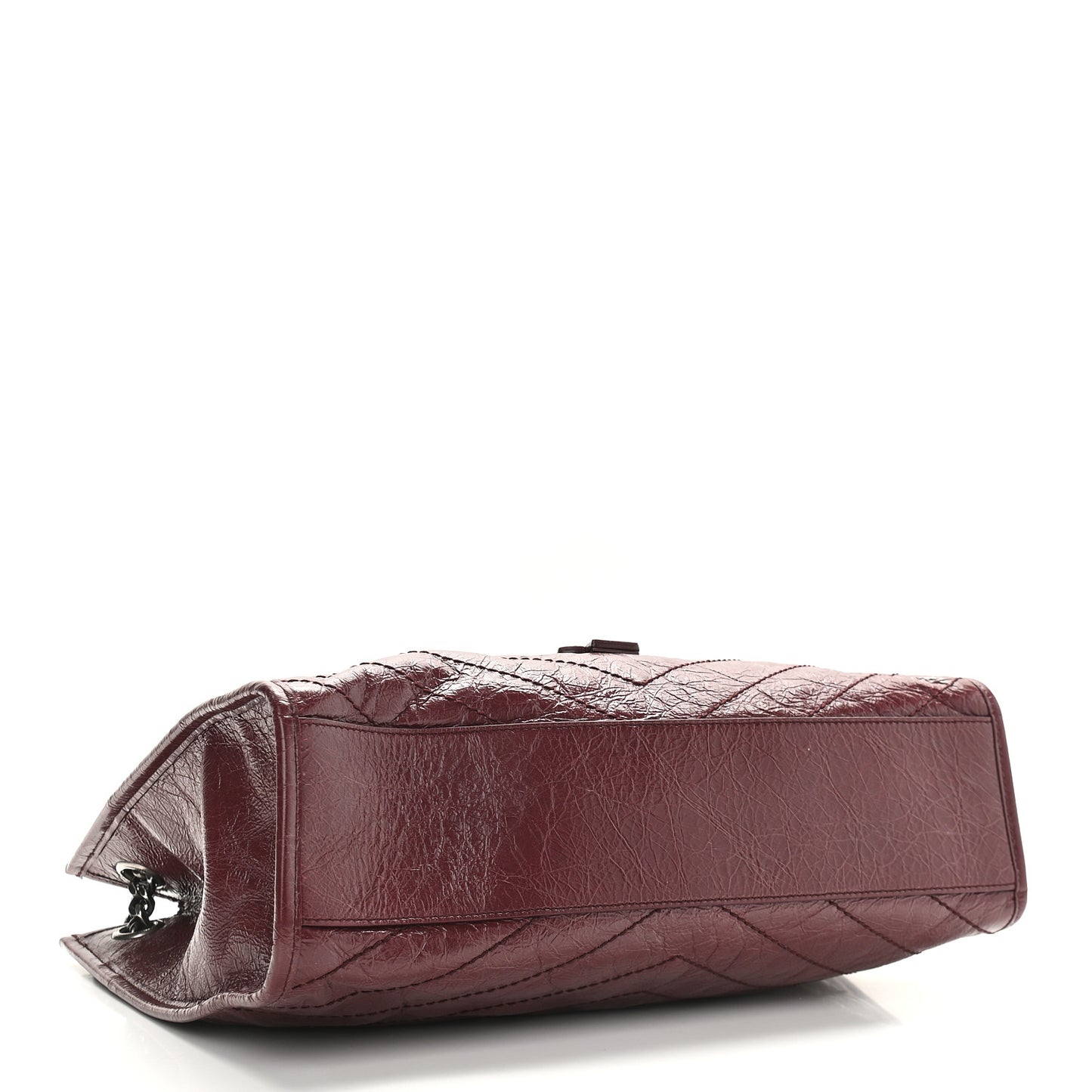 Crinkled Calfskin Matelasse Monogram Medium Niki Shopper Tote Burgundy