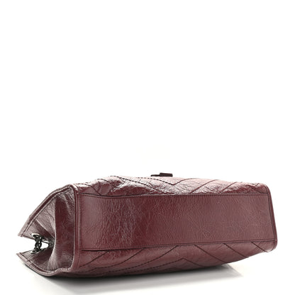 Saint Laurent Crinkled Calfskin Matelasse Monogram Medium Niki Shopper Tote Burgundy 4 of 8