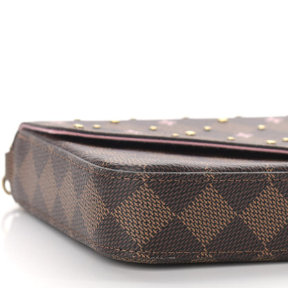 Louis Vuitton Damier Ebene Studded Pochette Felicie Chain Wallet 8 of 9