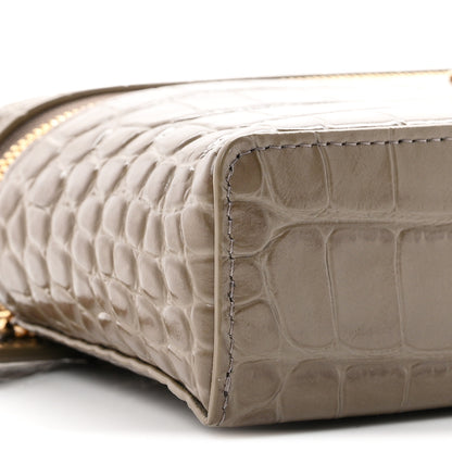 Chanel Calfskin Crocodile Embossed Top Handle Trapeze Small Vanity Case With Chain Dark Khaki 8 of 10