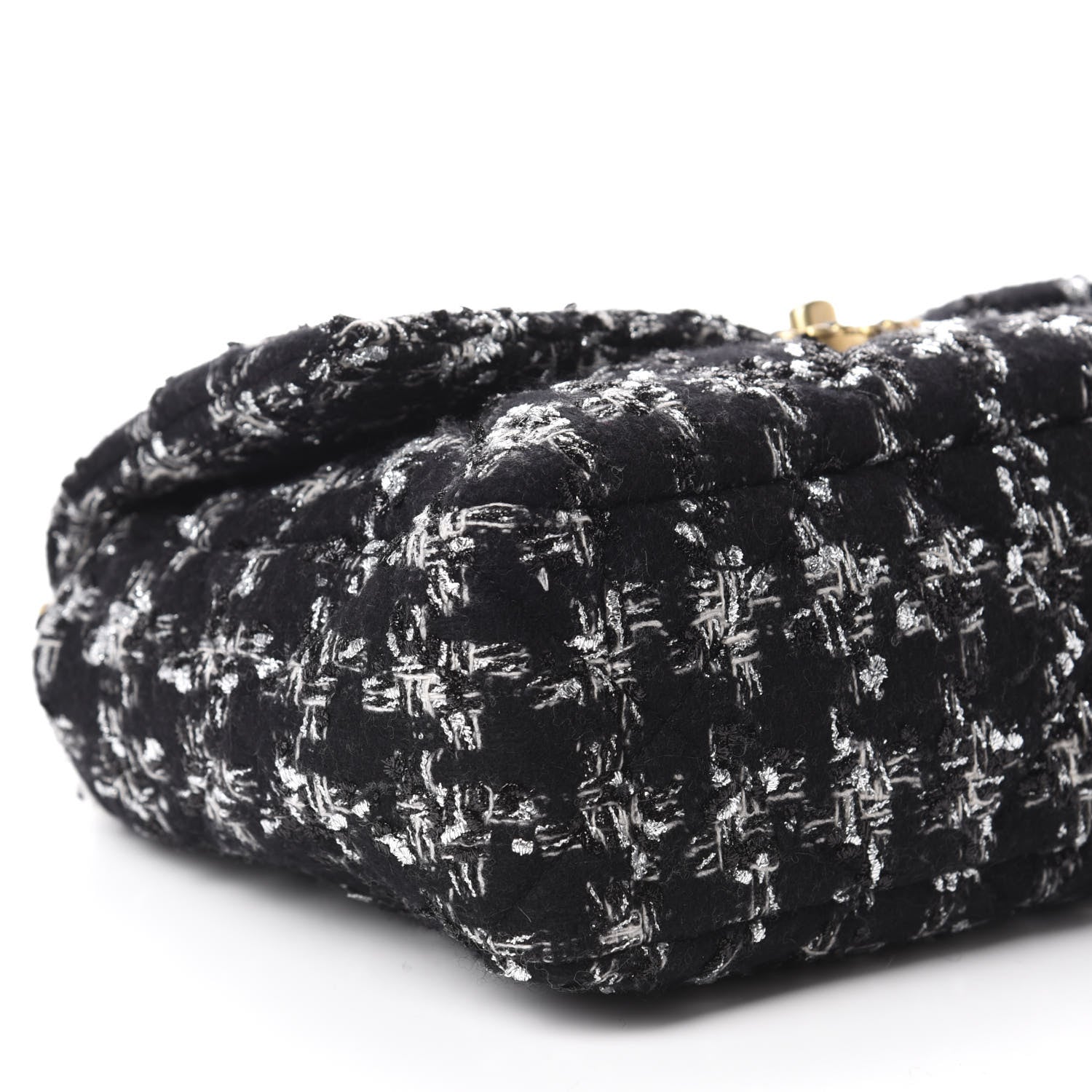 Chanel Tweed Quilted Large 19 Flap Black Ecru White 6 of 10