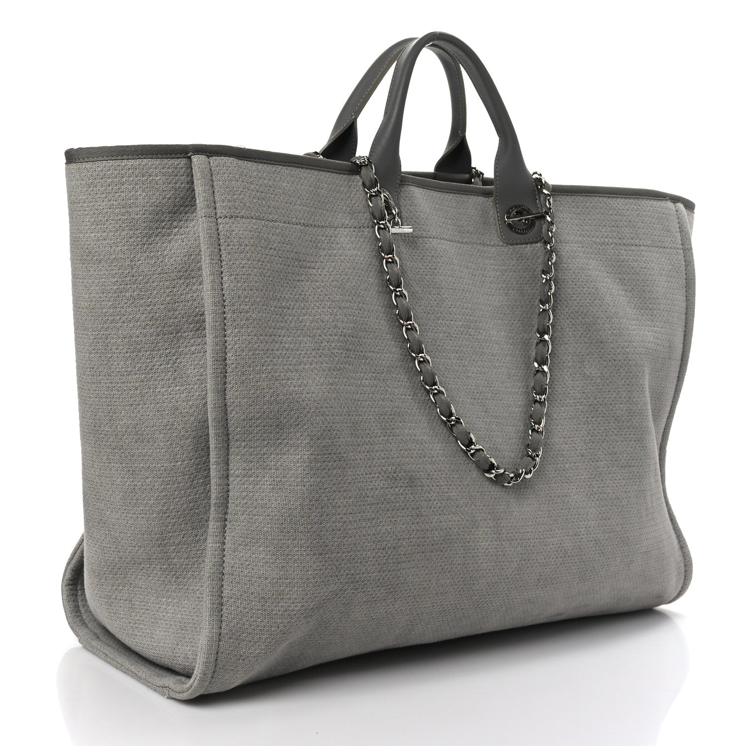 Chanel Canvas Extra Large Deauville Tote Grey 3 of 9