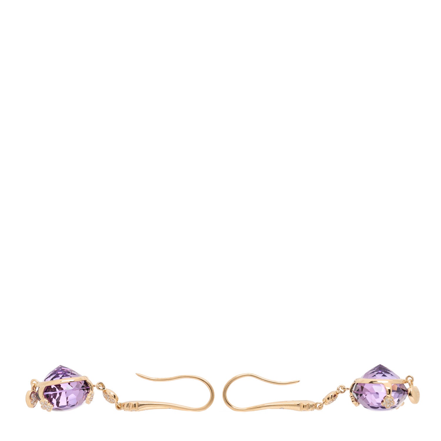 Pasquale Bruni 18K Rose Gold Diamond Amethyst Sissi Drop Earrings 3 of 4