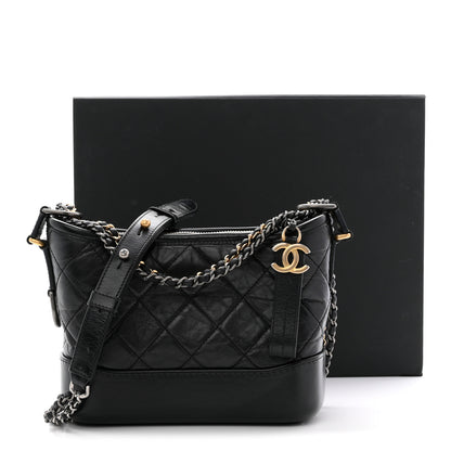 Chanel Aged Calfskin Quilted Small Gabrielle Hobo Black 13 of 13