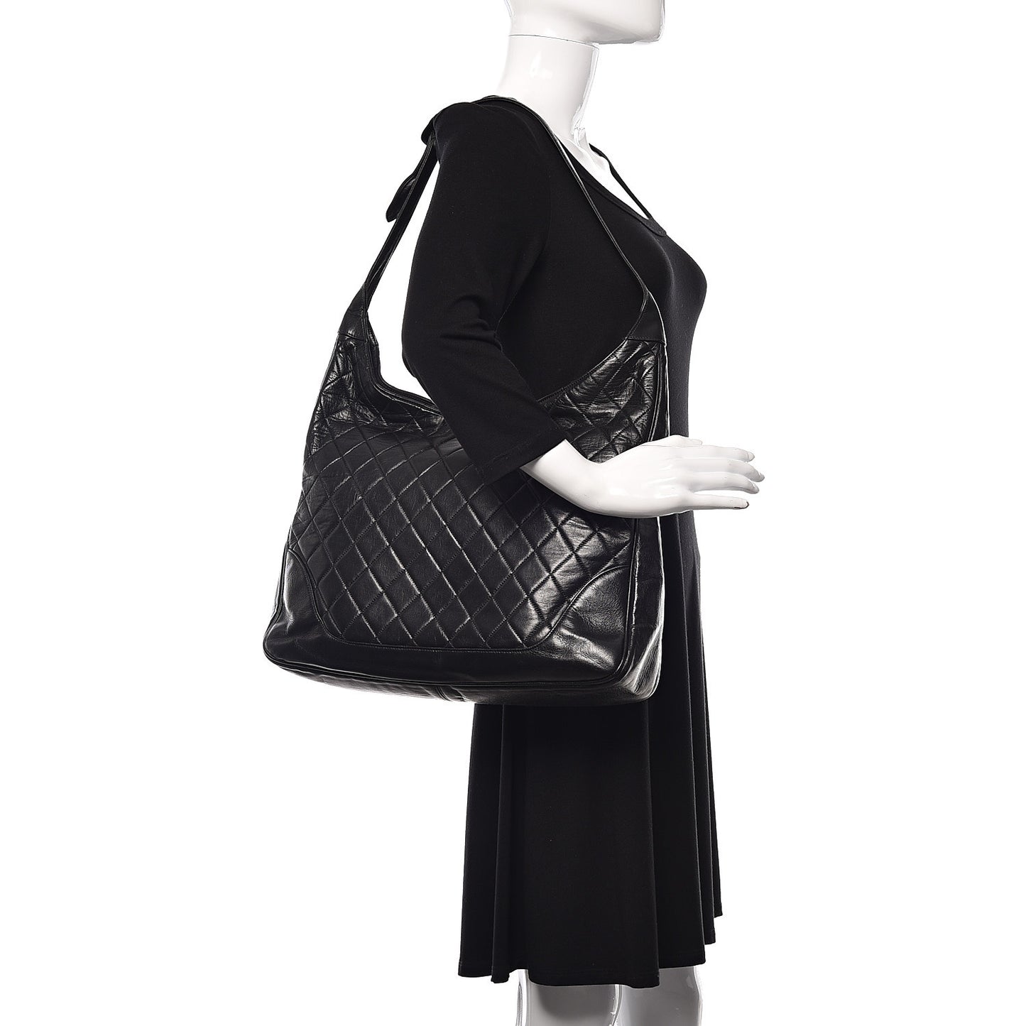 Lambskin Quilted Hobo Black