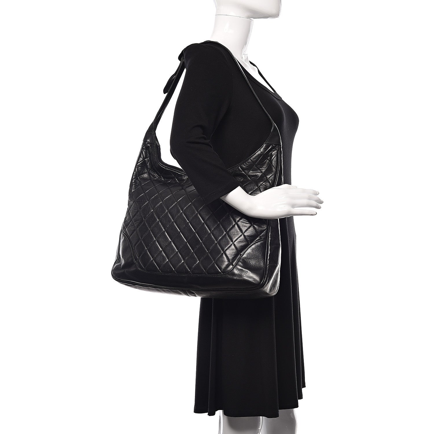 Chanel Lambskin Quilted Hobo Black 2 of 10