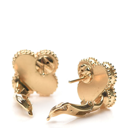 Van Cleef & Arpels 18K Yellow Gold Guilloche Vintage Alhambra Earrings 3 of 6