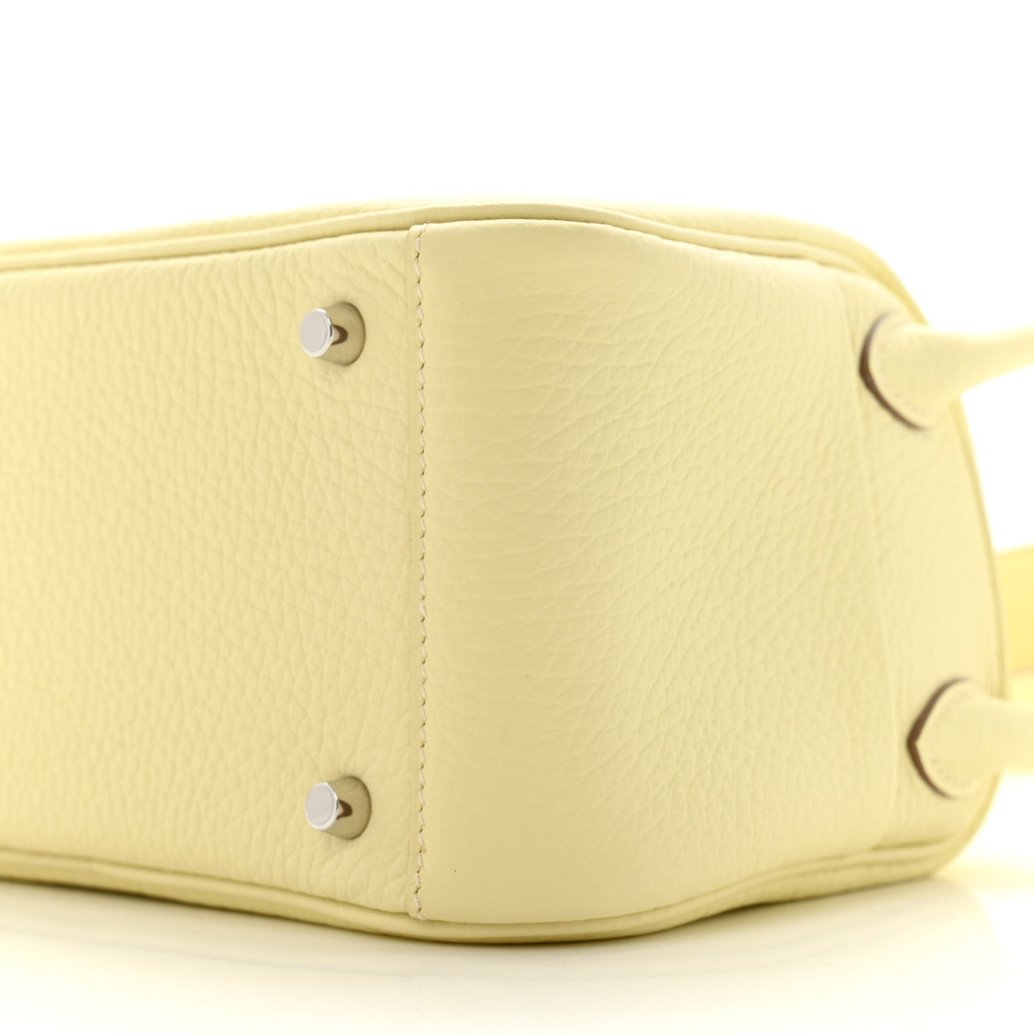 Hermes Taurillon Clemence Verso Mini Lindy 20 Jaune Milton Mushroom 10 of 10