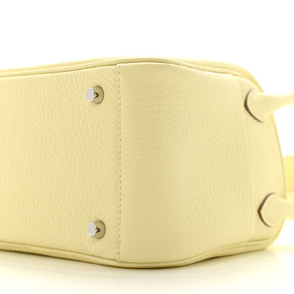 Hermes Taurillon Clemence Verso Mini Lindy 20 Jaune Milton Mushroom 10 of 10