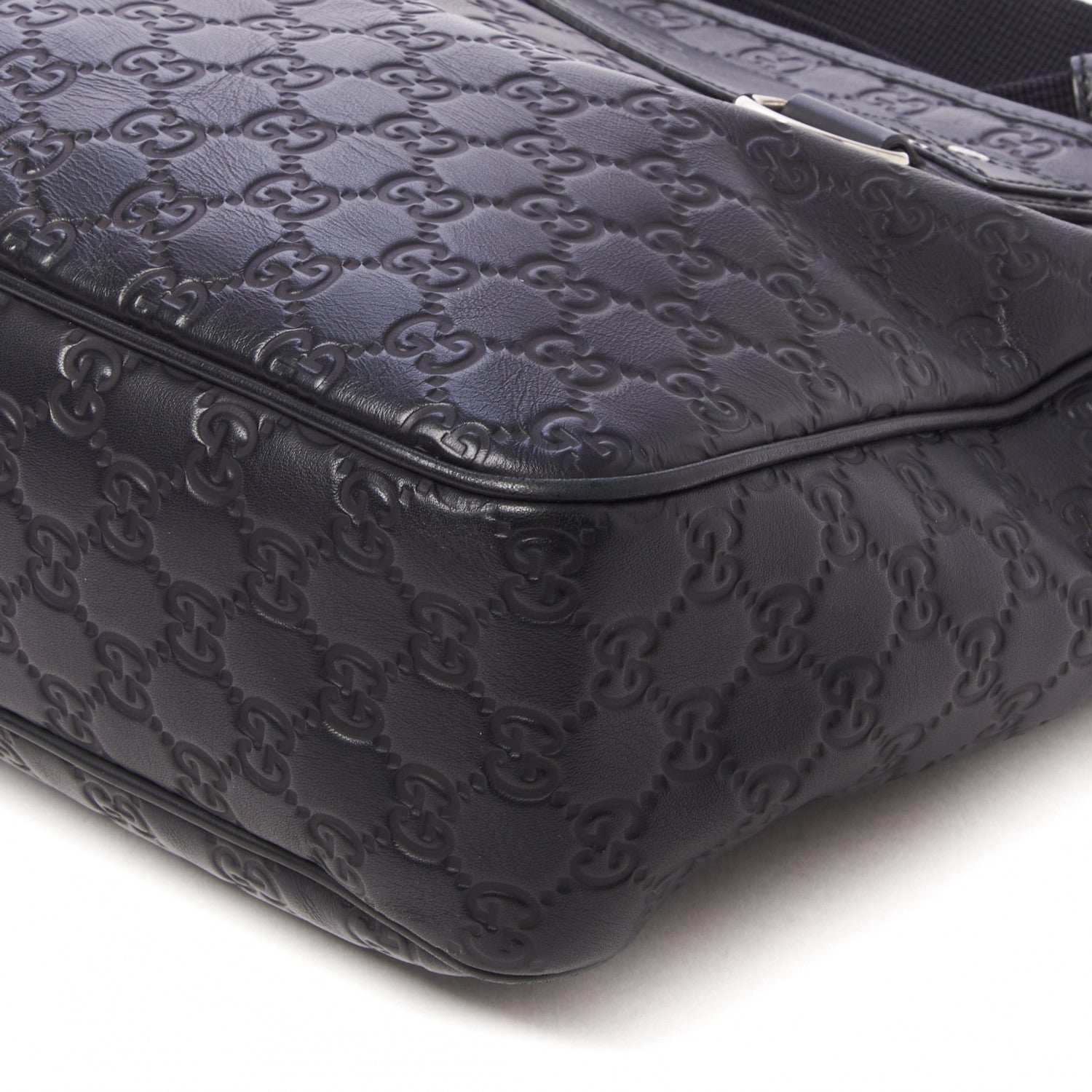 Gucci Guccissima Flat Messenger Bag Black 4 of 8