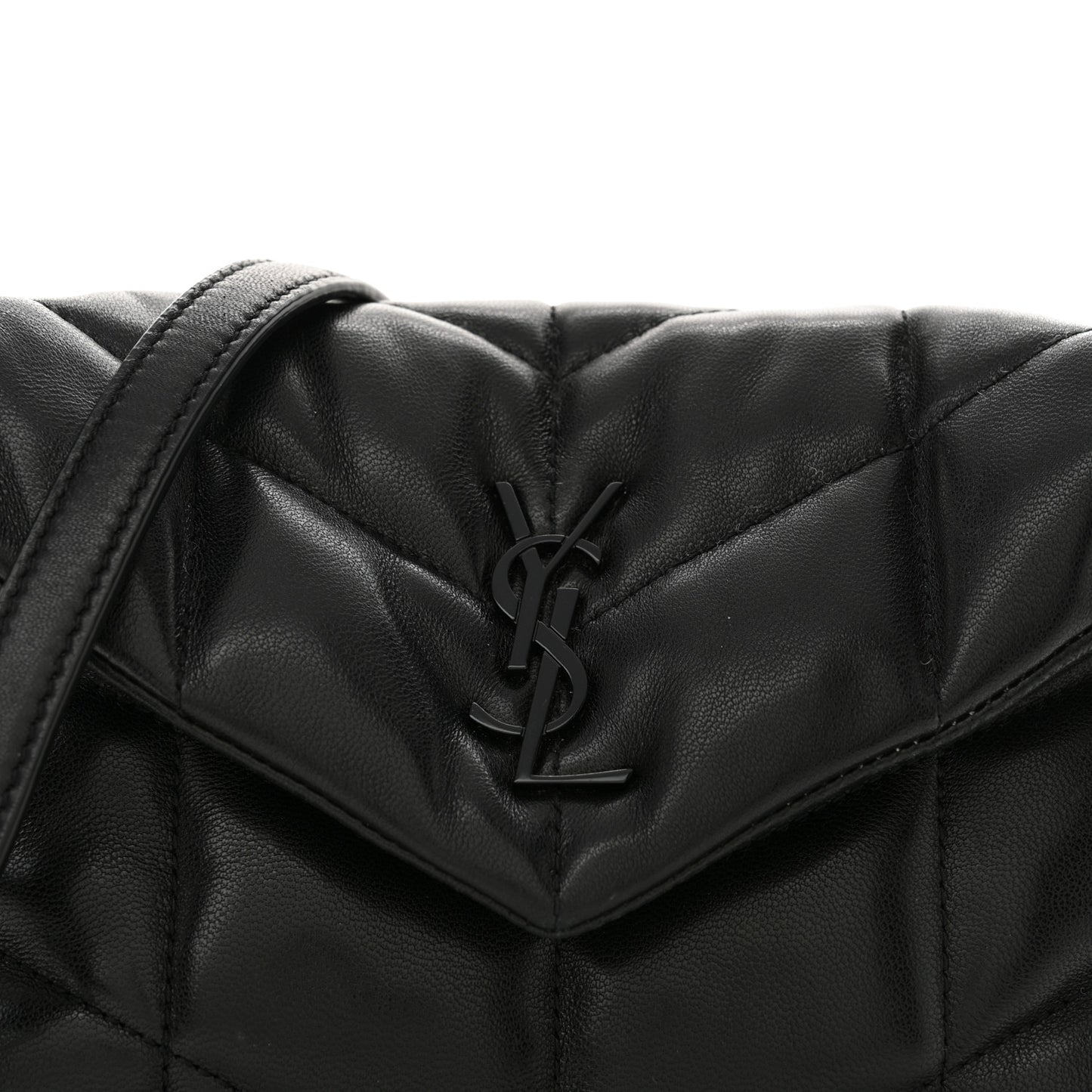 Lambskin Quilted Toy Loulou Puffer Monogram Monochrome Chain Satchel Black