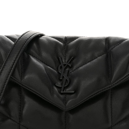 Saint Laurent Lambskin Quilted Toy Loulou Puffer Monogram Monochrome Chain Satchel Black 8 of 13