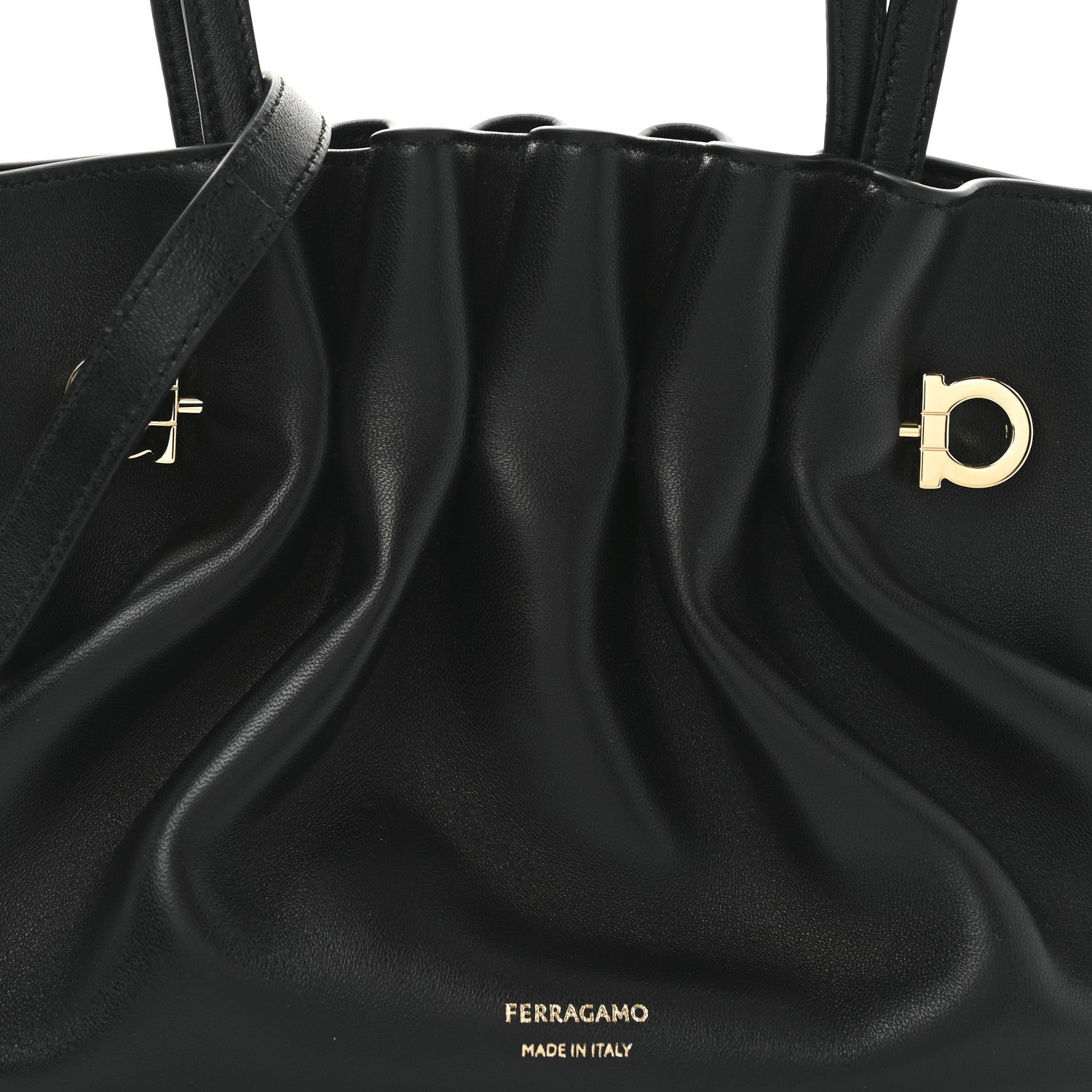 Salvatore Ferragamo Lambskin Small Dumpling Soft Bag Black 7 of 9