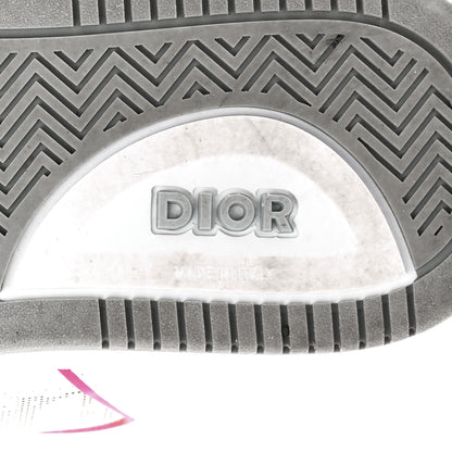 Christian Dior Smooth Calfskin Oblique Galaxy Perforated Mens B27 Low Top Sneakers 40 White Neon Pink 6 of 9
