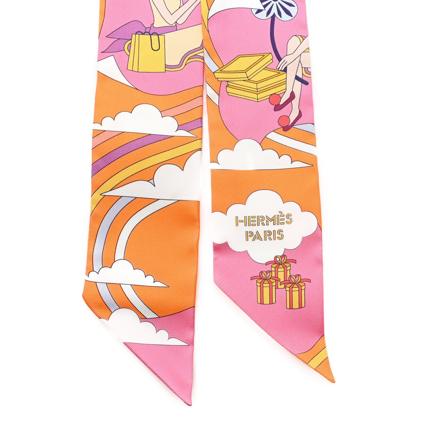 Silk Carres Volants Twilly Orange Rose Malaba