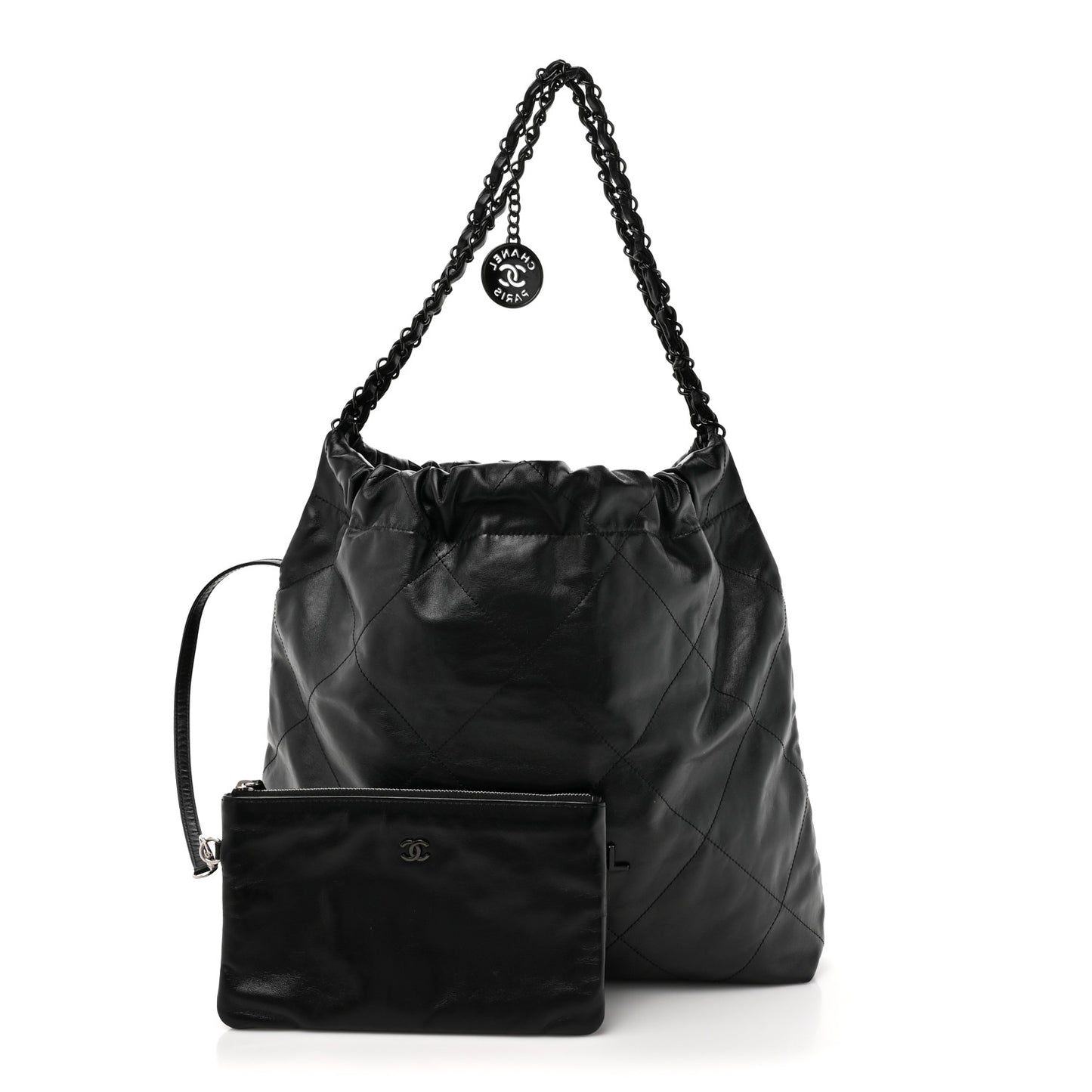 Shiny Calfskin Quilted Chanel 22 So Black