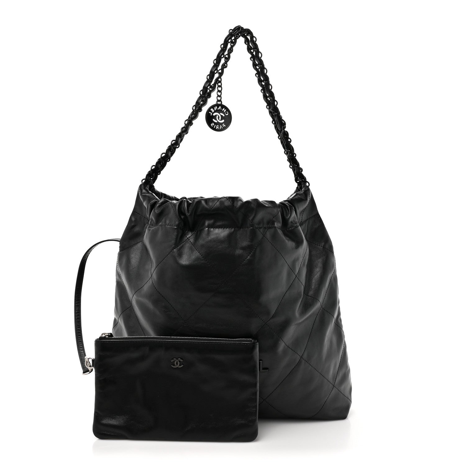 Chanel Shiny Calfskin Quilted Chanel 22 So Black 3 of 12