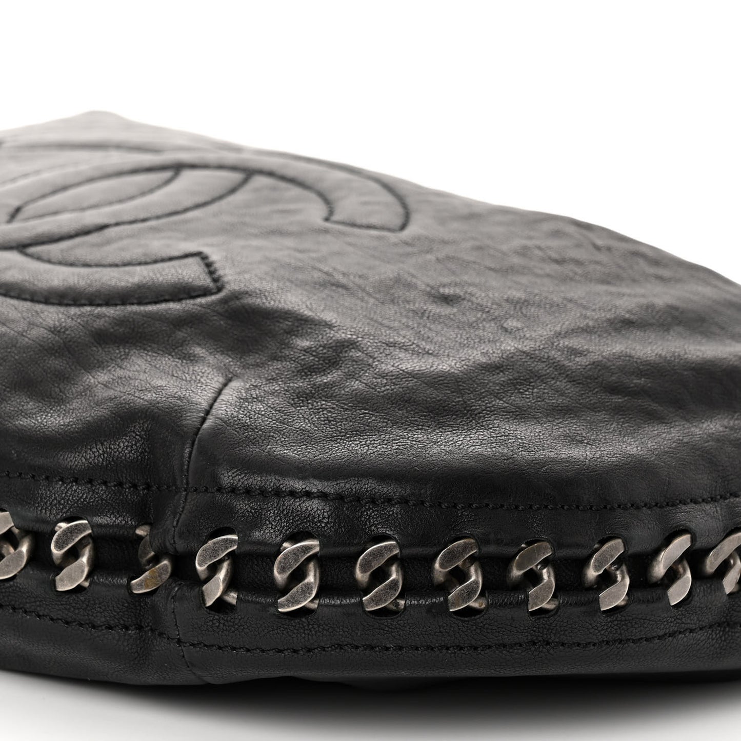Calfskin Modern Chain Hobo Black