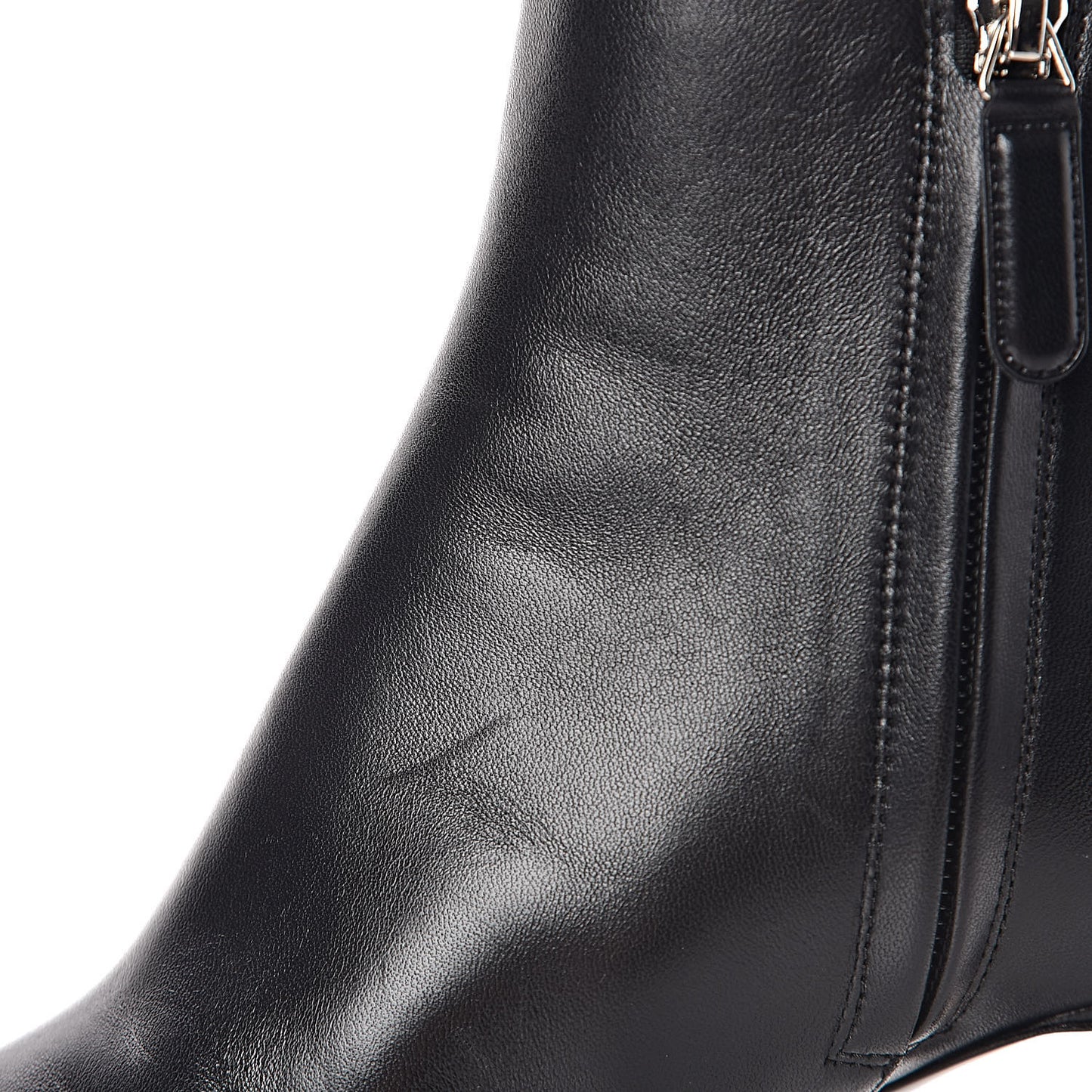Lambskin Patent Calfskin Cap Toe Short Boots 37.5 Black