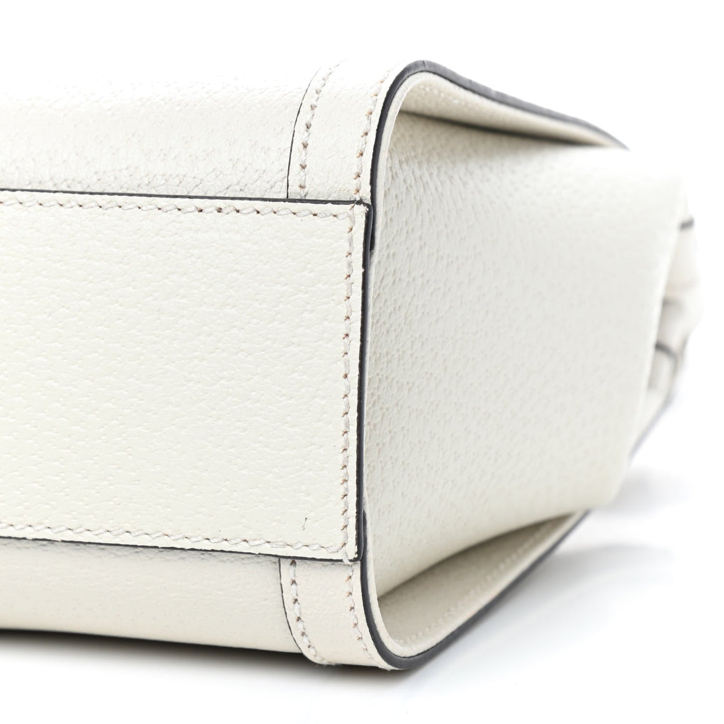 Textured Calfskin Web Small Ophidia Tote Bag Mystic White