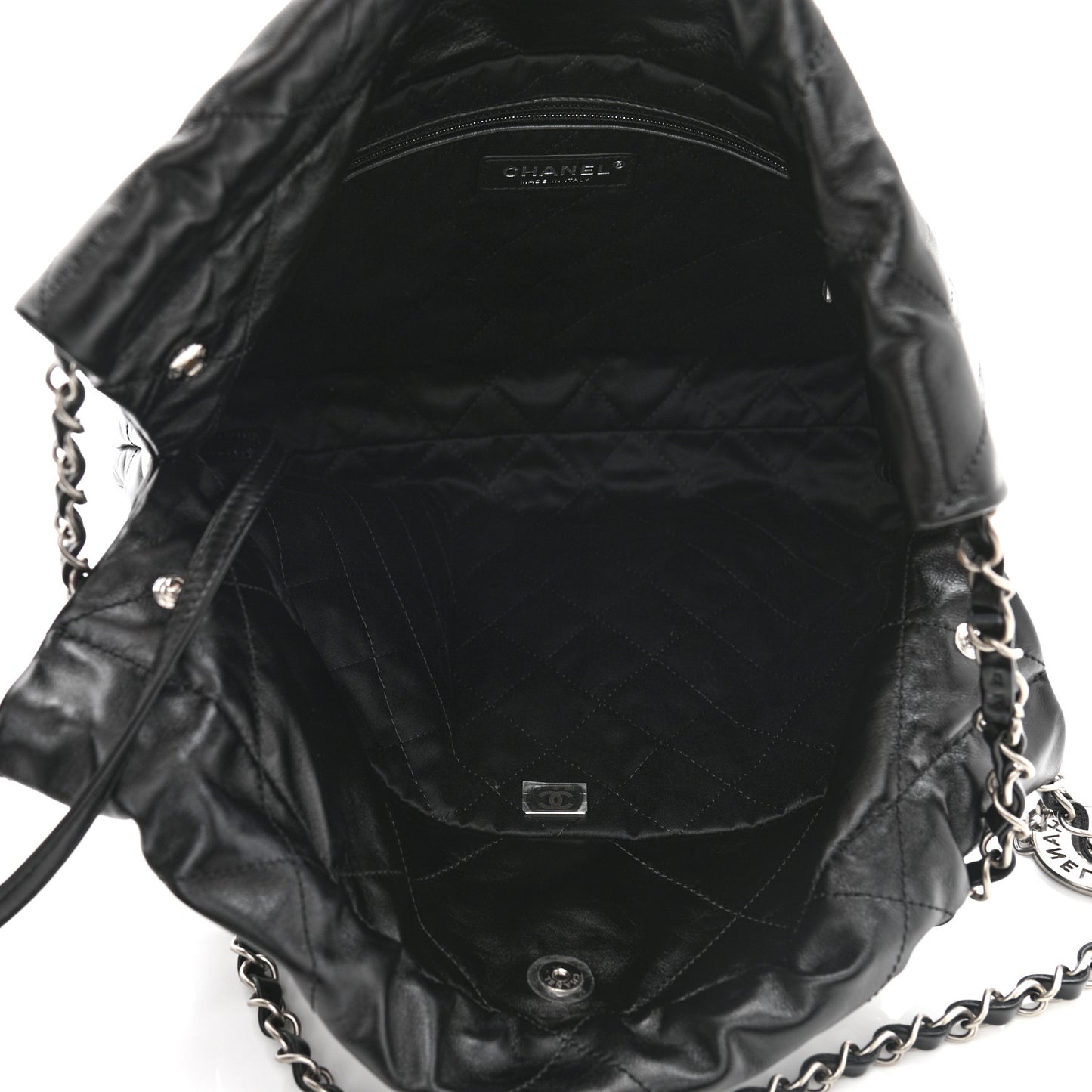 Shiny Calfskin Quilted Small Chanel 22 Black