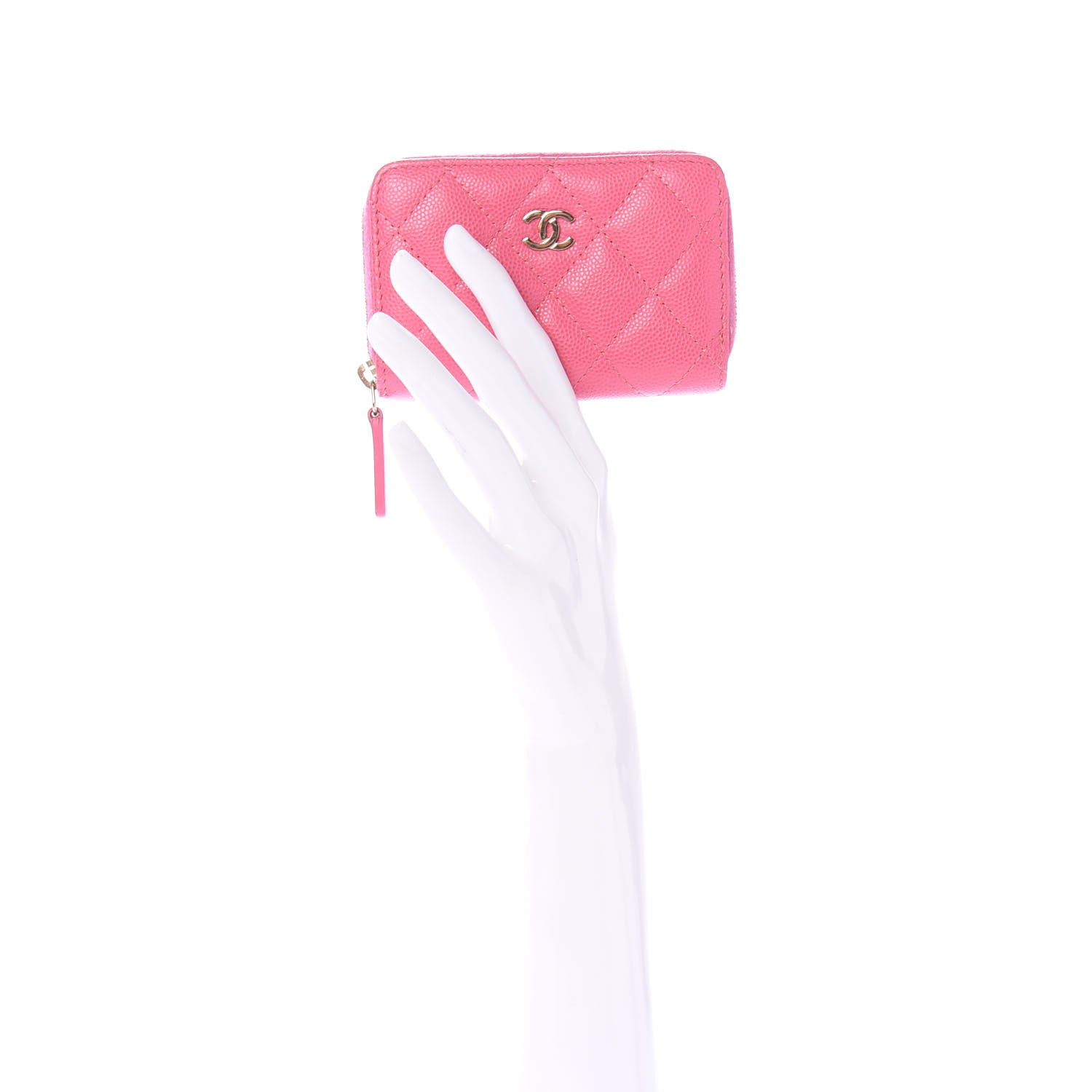 Chanel Caviar Quilted Zip Coin Purse Pink 2 of 8