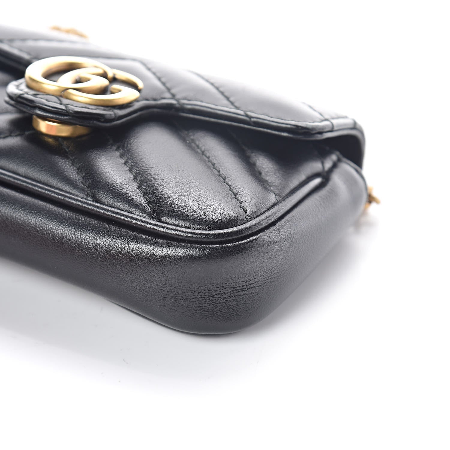 Gucci Calfskin Matelasse GG Marmont 2.0 Coin Purse On A Chain Black 8 of 8