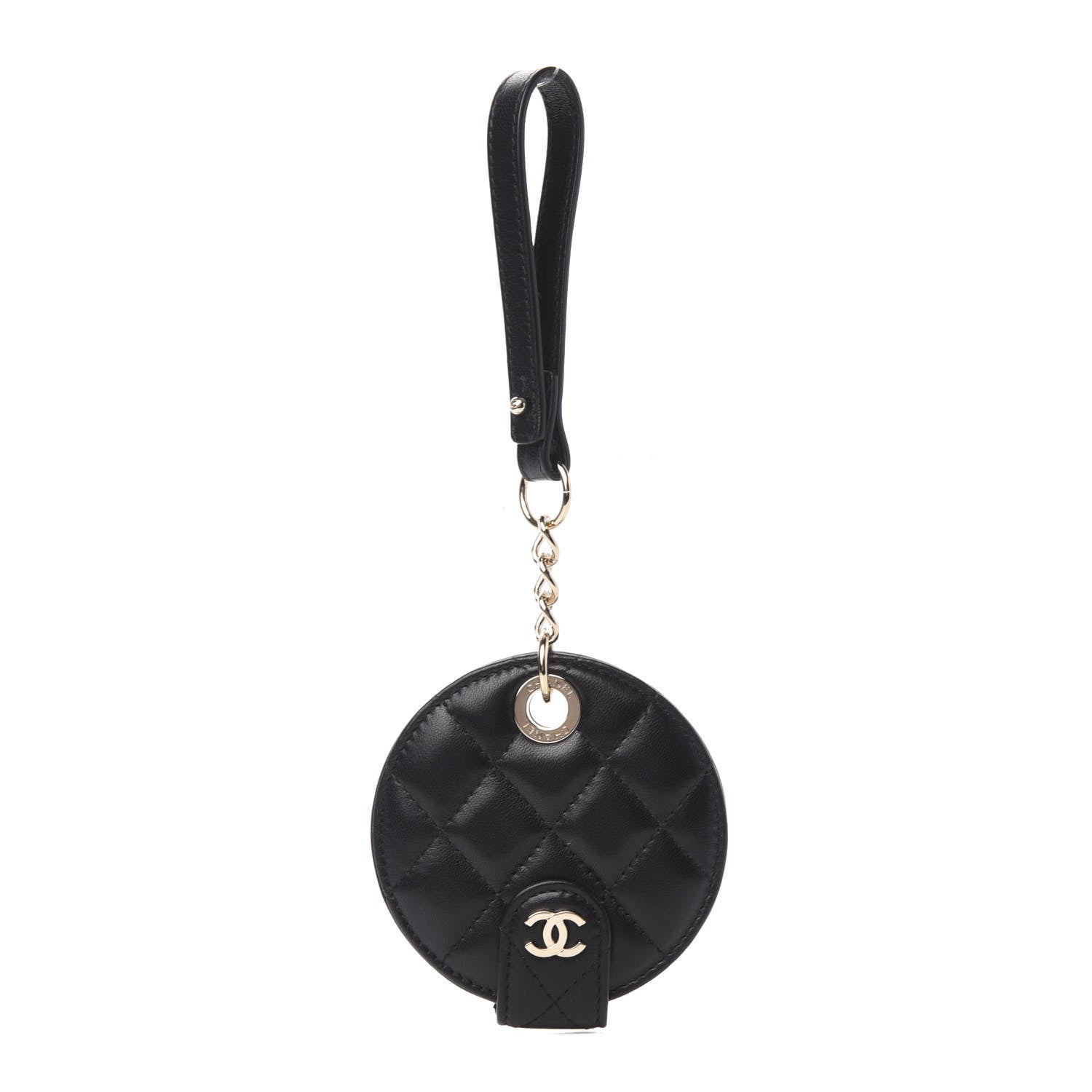 Chanel Lambskin Quilted Round Luggage Tag Black 1 of 7