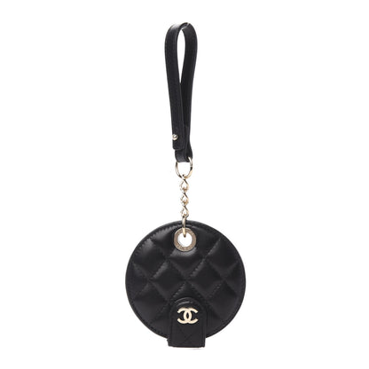 Chanel Lambskin Quilted Round Luggage Tag Black 1 of 7