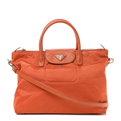 Prada Tessuto Nylon Saffiano Tote Papaya 1 of 9