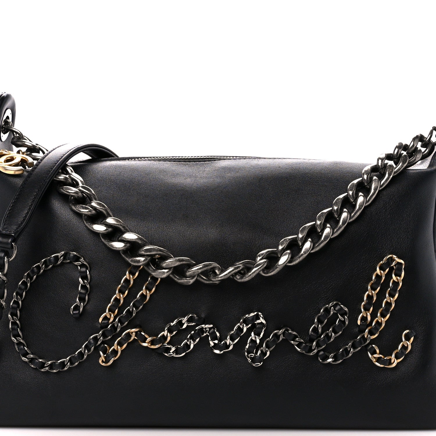 Chanel Calfskin Chain 20s Signature Hobo Black 8 of 12