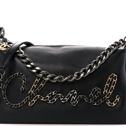Chanel Calfskin Chain 20s Signature Hobo Black 8 of 12