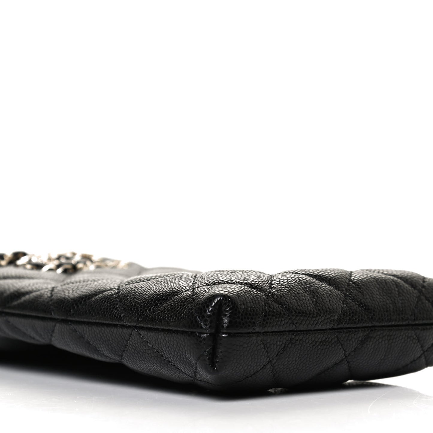 Caviar Quilted French New Wave Phone Holder With Chain Black