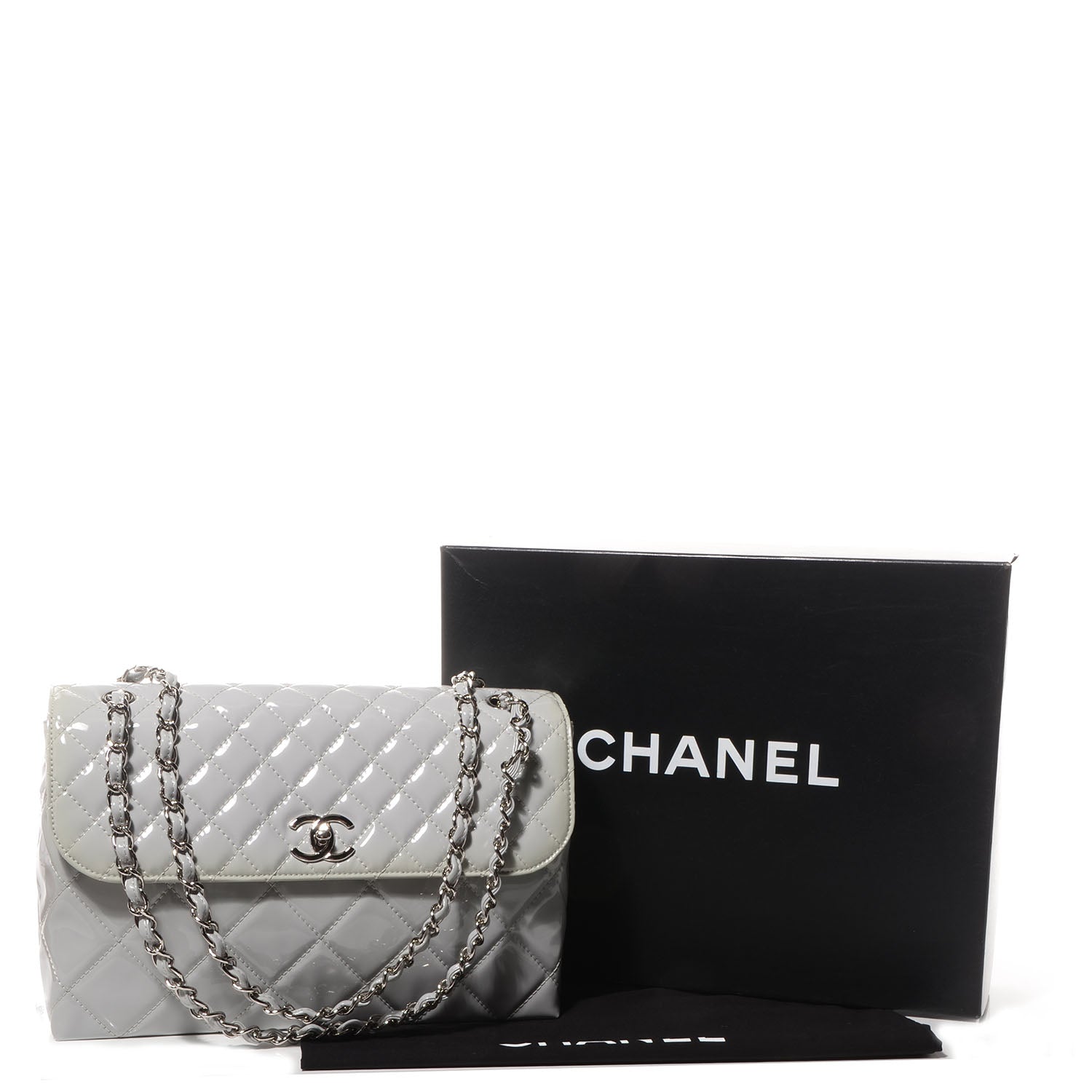 Chanel Vinyl Quilted In the Business Flap Bag Light Grey 6 of 10