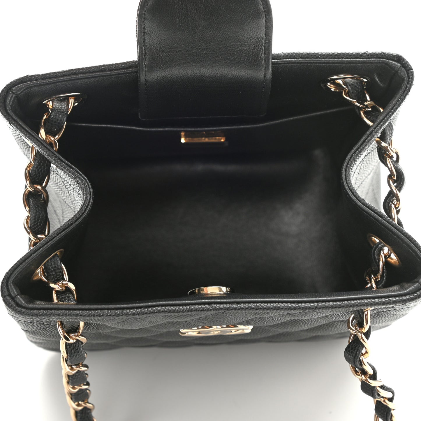 Caviar Quilted Mini Bucket Bag Black