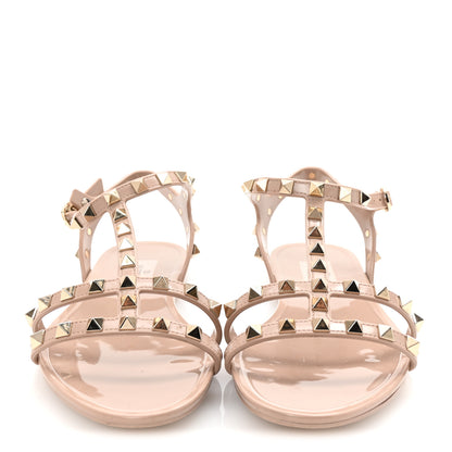 Valentino Garavani PVC Jelly Rockstud Caged Sandals 39 Poudre 3 of 8